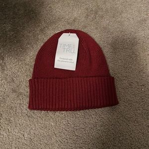 never been used, brand new red rivet beanie
